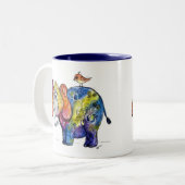 Cute Whimsical Colorful Elephant Tweekleurige Koffiemok (Voorkant links)