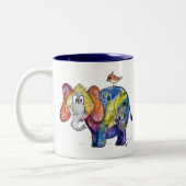 Cute Whimsical Colorful Elephant Tweekleurige Koffiemok (Links)
