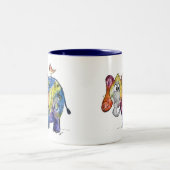 Cute Whimsical Colorful Elephant Tweekleurige Koffiemok (Center)