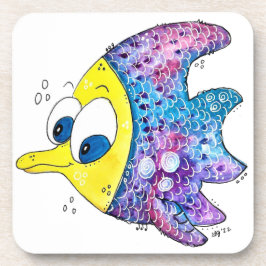 Cute Whimsical Colorful Fish Bier Onderzetter