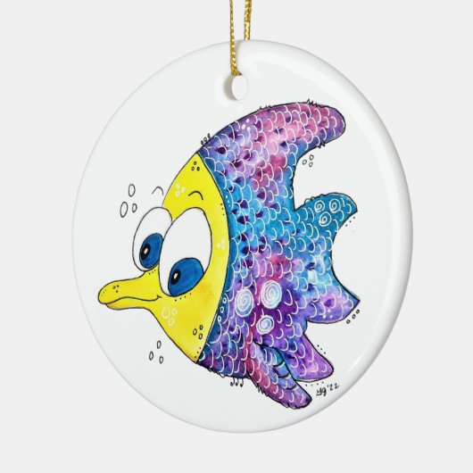 Cute Whimsical Colorful Fish Keramisch Ornament (Links)