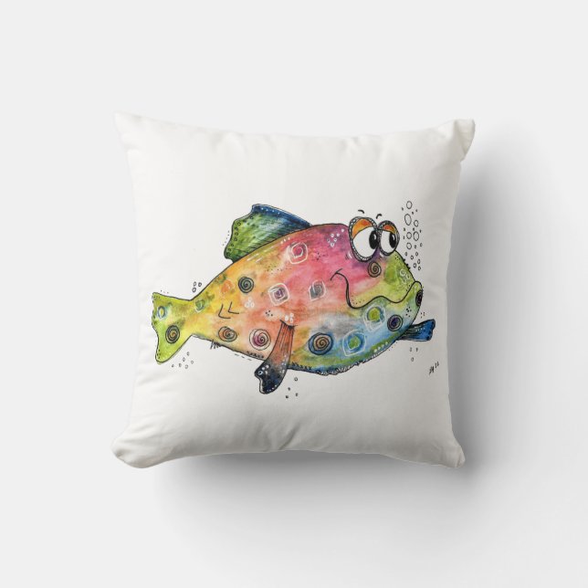 Cute Whimsical Colorful Fish Kussen (Voorkant)