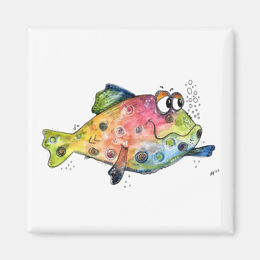 Cute Whimsical Colorful Fish Magneet (Voorkant)