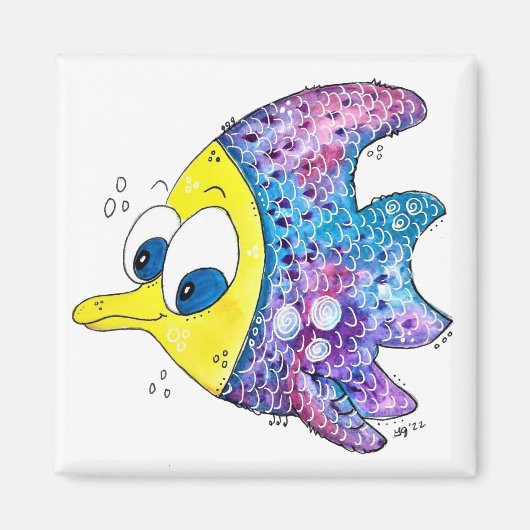 Cute Whimsical Colorful Fish Magneet (Voorkant)