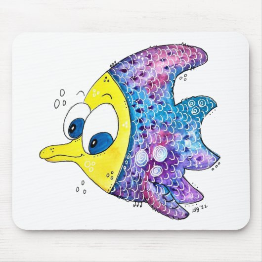 Cute Whimsical Colorful Fish Muismat (Voorkant)