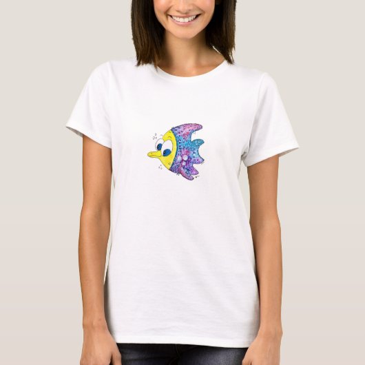 Cute Whimsical Colorful Fish T-shirt (Voorkant)