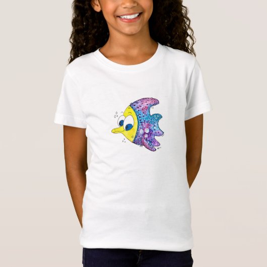 Cute Whimsical Colorful Fish T-shirt (Voorkant)