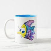 Cute Whimsical Colorful Fish Tweekleurige Koffiemok (Links)
