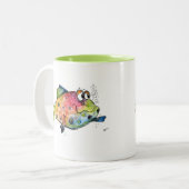 Cute Whimsical Colorful Fish Tweekleurige Koffiemok (Voorkant links)