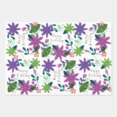 Cute Whimsical Colorful Floral Happy Birthday Inpakpapier Vel (Voorkant)