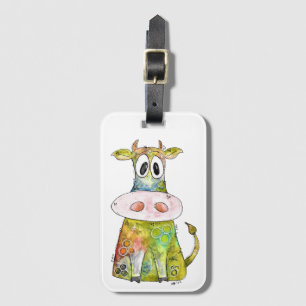 Cute Whimsical Colorful Koe Bagagelabel