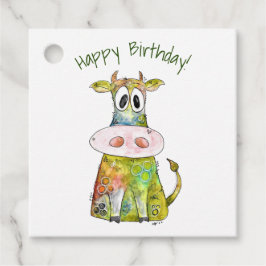 Cute Whimsical Colorful Koe Bedankjes Labels