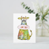 Cute Whimsical Colorful Koe Briefkaart (Staand voorkant)