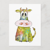 Cute Whimsical Colorful Koe Briefkaart (Voorkant)