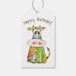 Cute Whimsical Colorful Koe Cadeaulabel