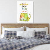 Cute Whimsical Colorful Koe Canvas Print (Insitu (Slaapkamer))