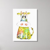 Cute Whimsical Colorful Koe Canvas Print (Voorkant)
