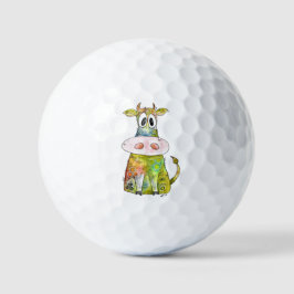 Cute Whimsical Colorful Koe Golfballen