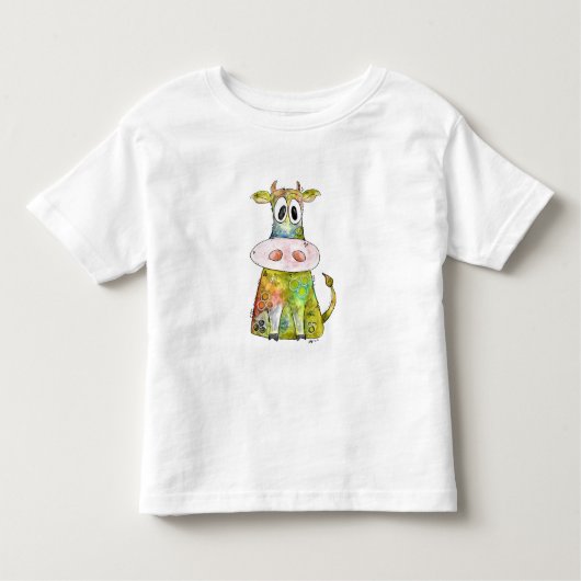 Cute Whimsical Colorful Koe Kinder Shirts (Voorkant)