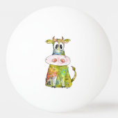 Cute Whimsical Colorful Koe Pingpongbal (Voorkant)