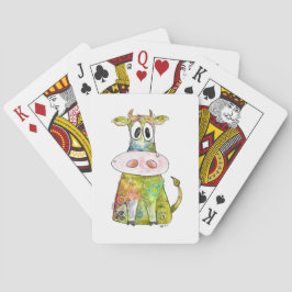 Cute Whimsical Colorful Koe Pokerkaarten