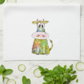 Cute Whimsical Colorful Koe Theedoek (Gevouwen)