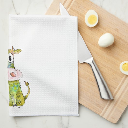 Cute Whimsical Colorful Koe Theedoek (Quarter Fold)