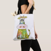 Cute Whimsical Colorful Koe Tote Bag (Dichtbij)