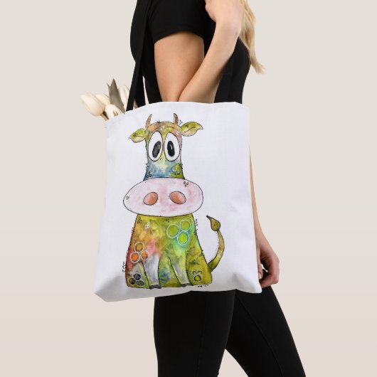 Cute Whimsical Colorful Koe Tote Bag (Dichtbij)