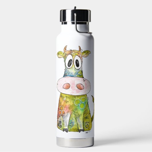 Cute Whimsical Colorful Koe Waterfles (Links)
