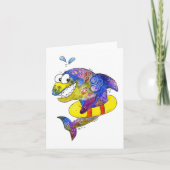 Cute Whimsical Colorful Shark in Float Kaart (Voorkant)