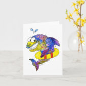 Cute Whimsical Colorful Shark in Float Kaart (Gele Bloem)