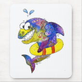 Cute Whimsical Colorful Shark in Float Muismat (Voorkant)