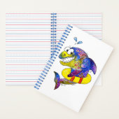 Cute Whimsical Colorful Shark in Float Notitieboek (Binnen)