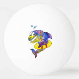 Cute Whimsical Colorful Shark in Float Pingpongbal