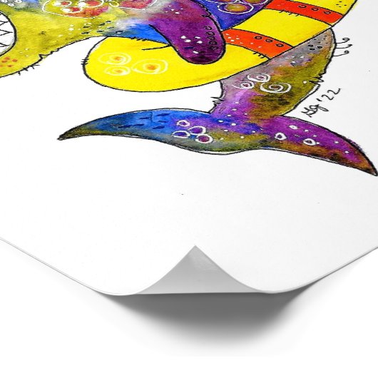 Cute Whimsical Colorful Shark in Float Poster (Hoek)