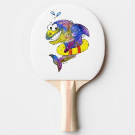 Cute Whimsical Colorful Shark in Float Tafeltennisbatje