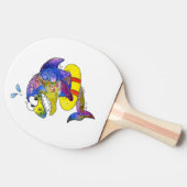 Cute Whimsical Colorful Shark in Float Tafeltennisbatje (Zijkant)