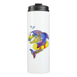 Cute Whimsical Colorful Shark in Float Thermosbeker