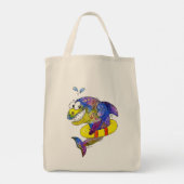 Cute Whimsical Colorful Shark in Float Tote Bag (Achterkant)