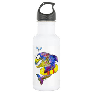 Cute Whimsical Colorful Shark in Float Waterfles