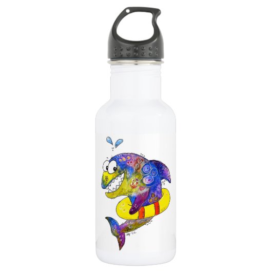 Cute Whimsical Colorful Shark in Float Waterfles (Voorkant)