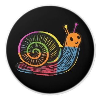 Cute Whimsical Colorful Snail Keramische Knop