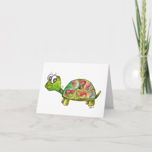 Cute Whimsical Colorful Turtle Kaart (Voorkant)