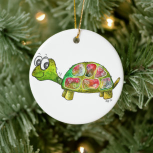 Cute Whimsical Colorful Turtle Keramisch Ornament