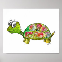 Cute Whimsical Colorful Turtle Poster