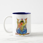 Cute Whimsical Confused Owl Tweekleurige Koffiemok (Links)