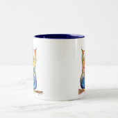 Cute Whimsical Confused Owl Tweekleurige Koffiemok (Center)