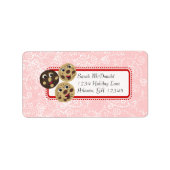 Cute Whimsical Cookie Swirl Harten Rode Roze Stipp Etiket (Voorkant)