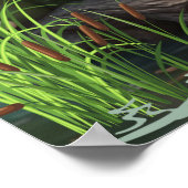 Cute Whimsical Crocodile glimlacht nabij Pond Art Poster (Hoek)